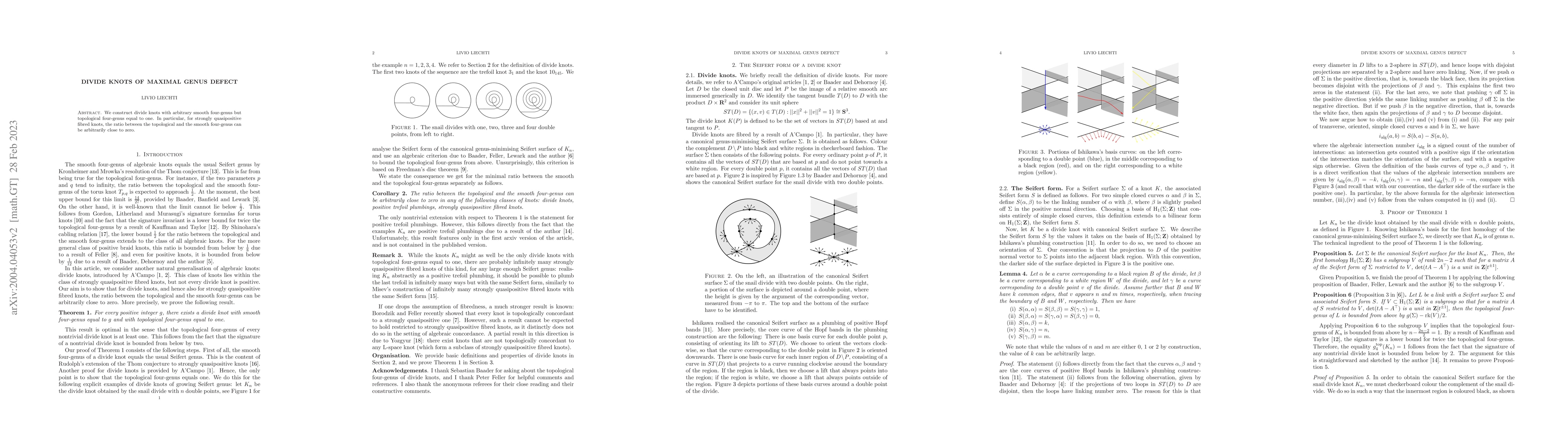 Thumbnail for Divide knots of maximal genus defect