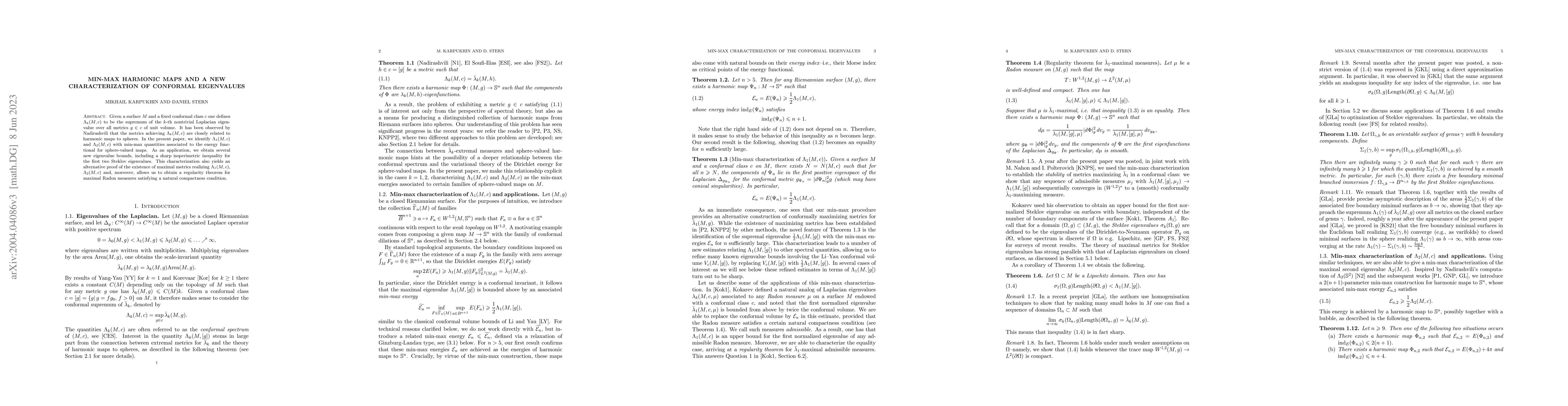 Thumbnail for Min-max harmonic maps and a new characterization of conformal
  eigenvalues