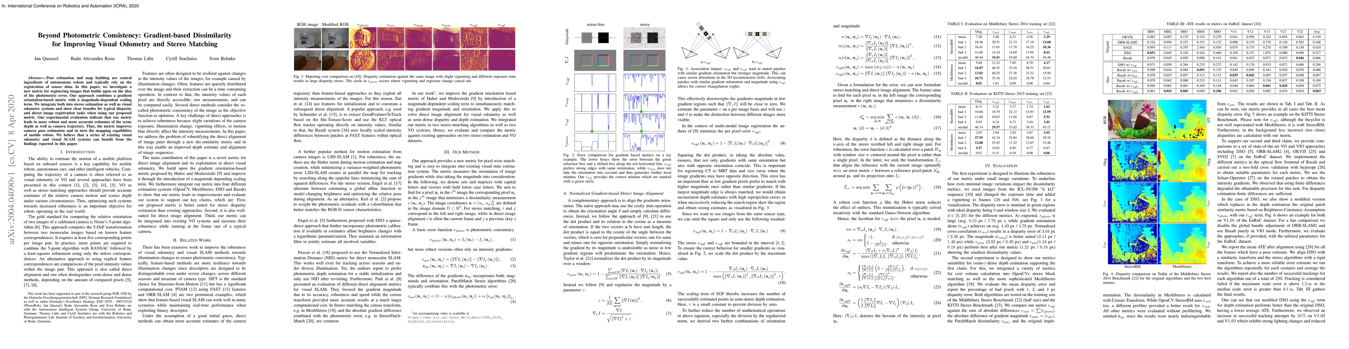 Thumbnail for Beyond Photometric Consistency: Gradient-based Dissimilarity for
  Improving Visual Odometry and Stereo Matching