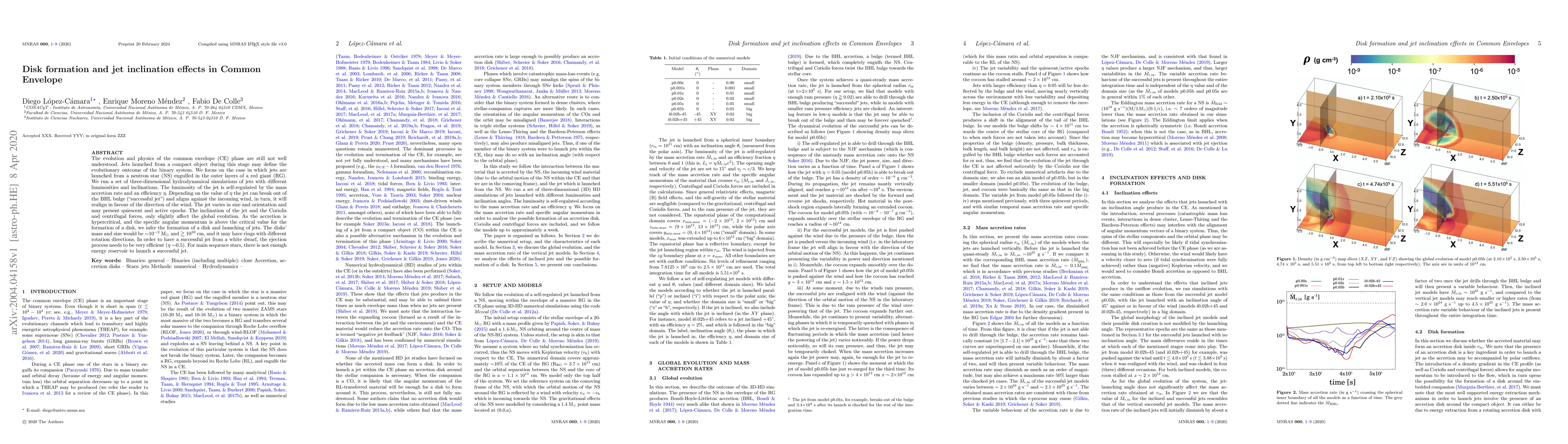 Thumbnail for Disk formation and jet inclination effects in Common Envelopes