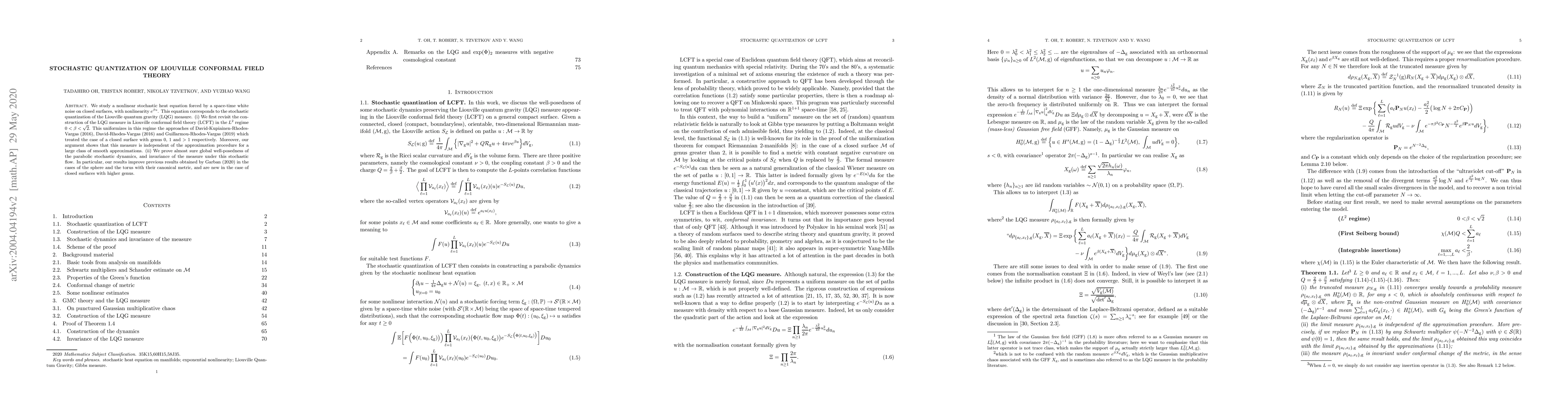 Thumbnail for Stochastic quantization of Liouville conformal field theory