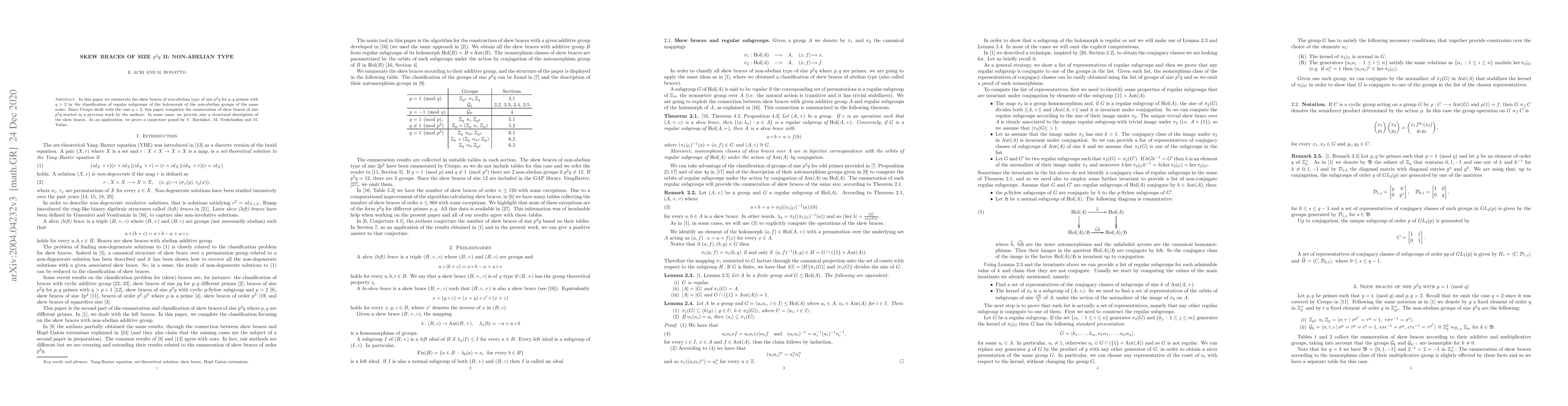 Thumbnail for Skew braces of size $p^2q$ II: non-abelian type