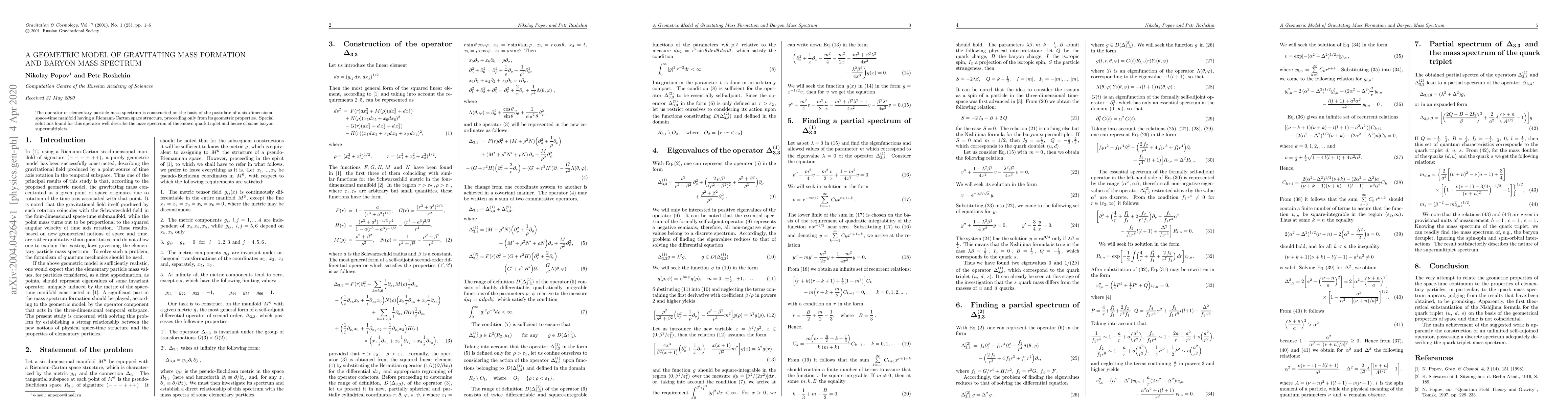 Thumbnail for A geometric model of gravitating mass formation and baryon mass spectrum