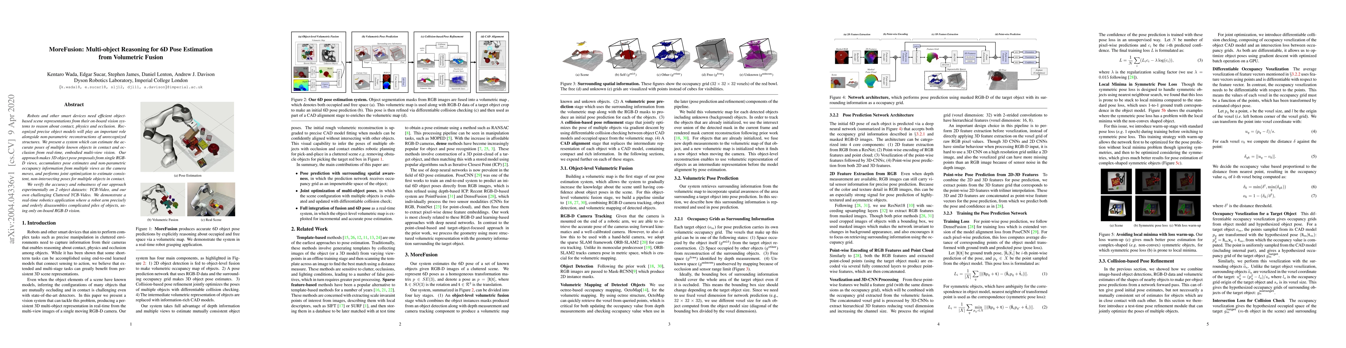 Thumbnail for MoreFusion: Multi-object Reasoning for 6D Pose Estimation from
  Volumetric Fusion