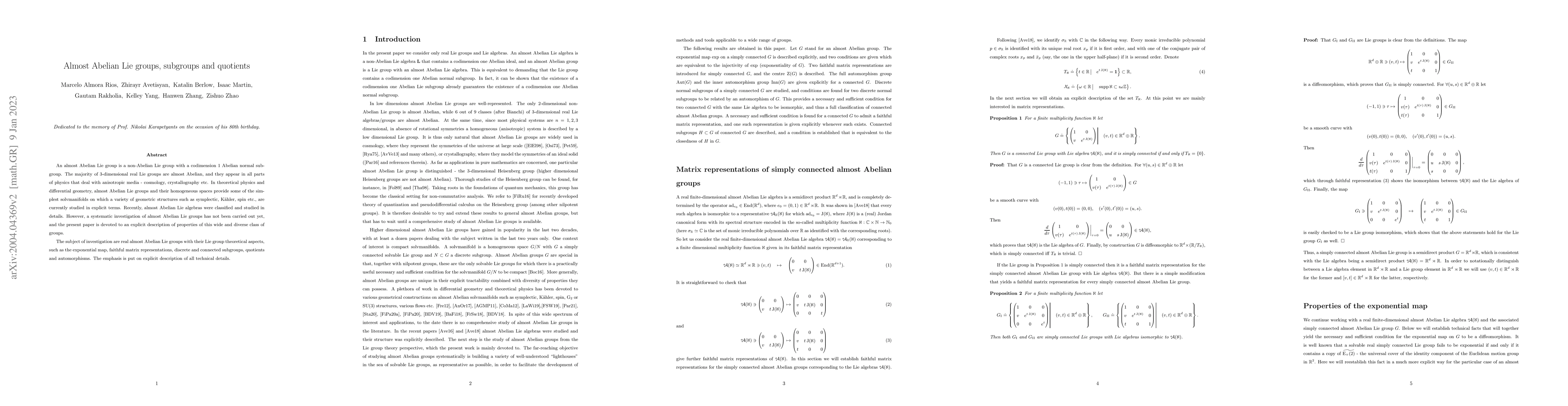 Thumbnail for Almost Abelian Lie groups, subgroups and quotients