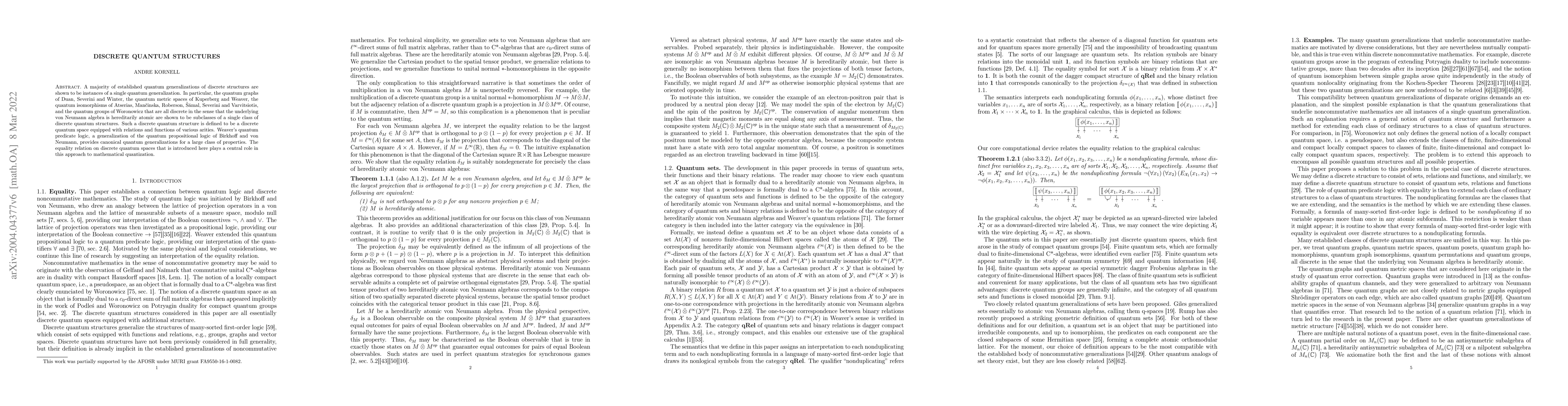 Thumbnail for Discrete quantum structures