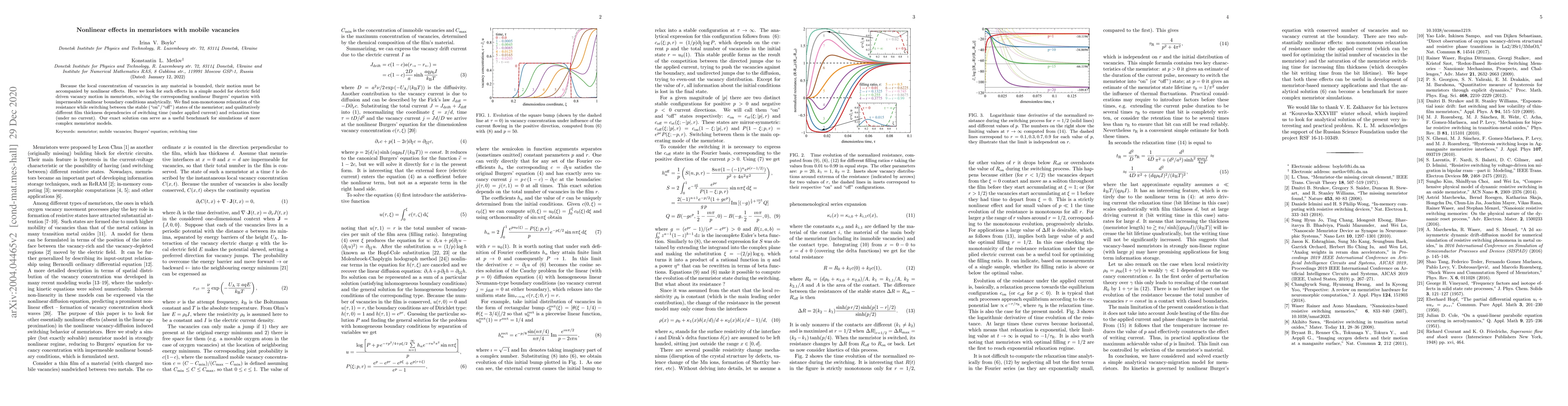 Thumbnail for Nonlinear effects in memristors with mobile vacancies