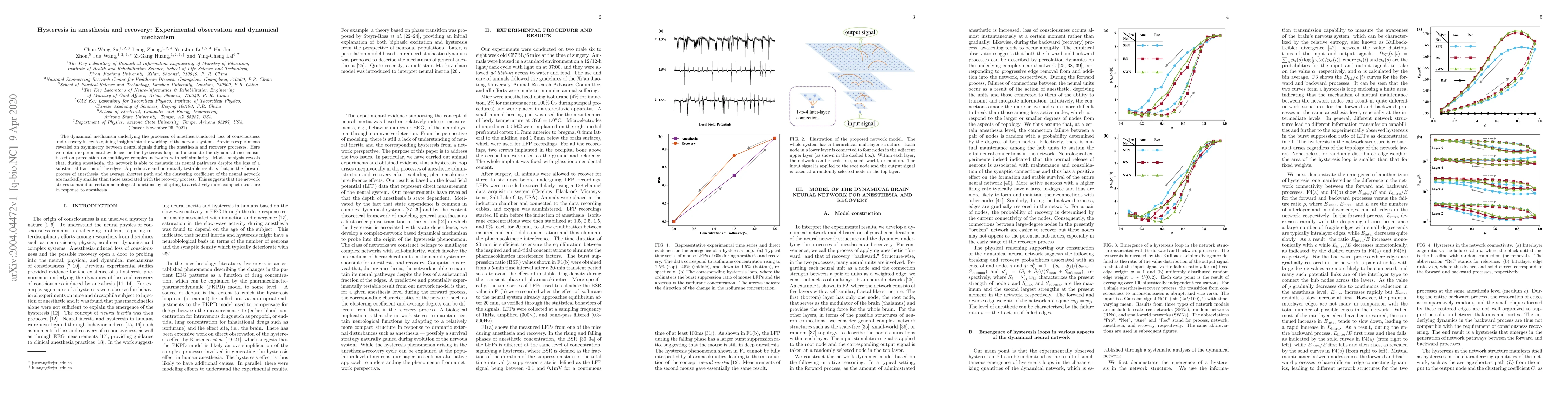 Thumbnail for Hysteresis in anesthesia and recovery: Experimental observation and
  dynamical mechanism