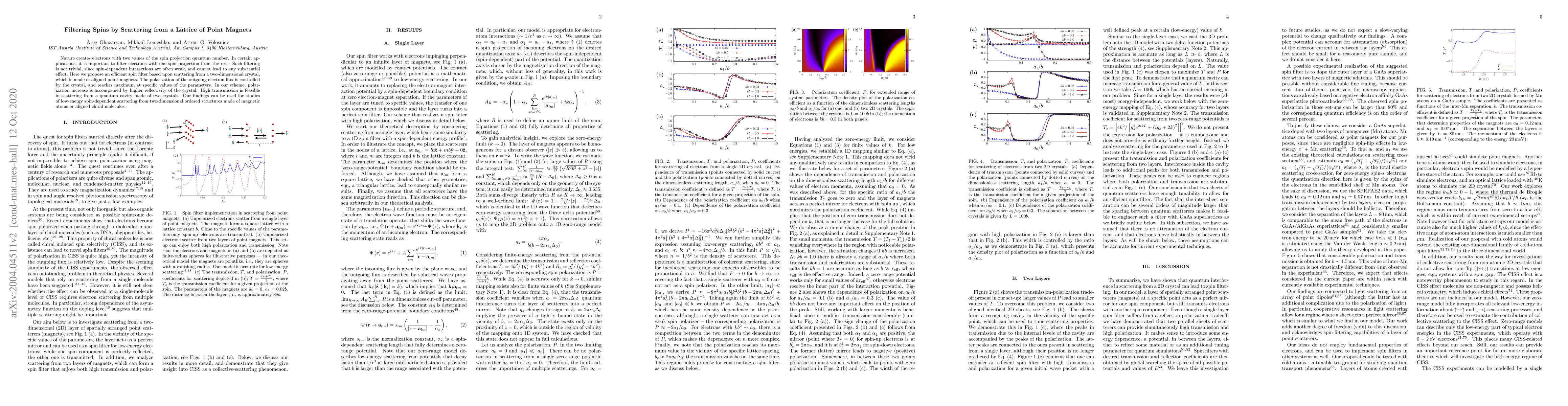 Thumbnail for Filtering Spins by Scattering from a Lattice of Point Magnets
