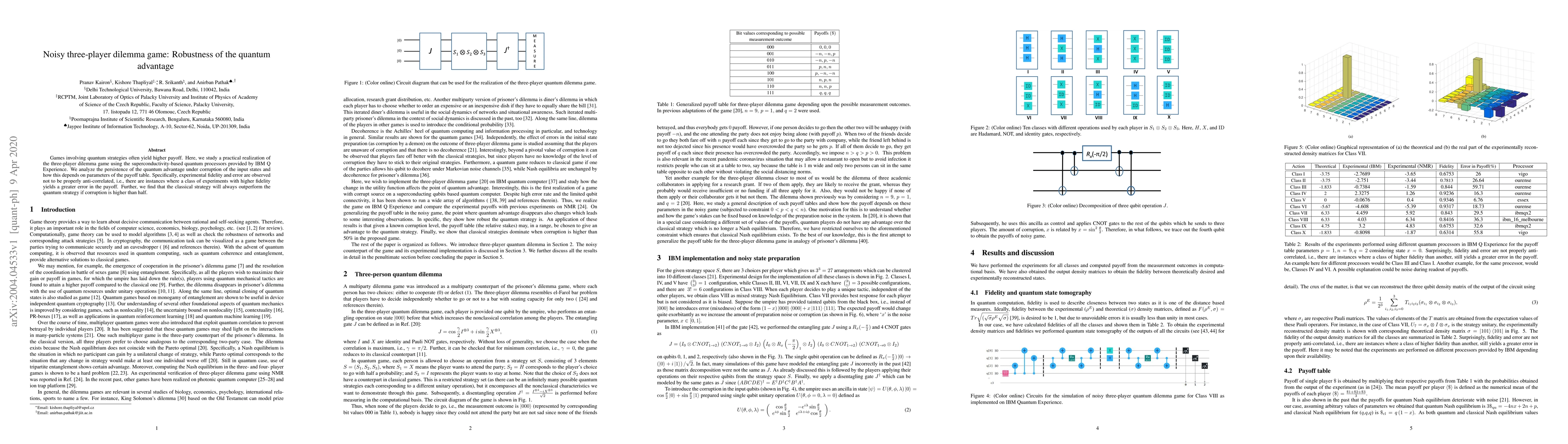 Thumbnail for Noisy three-player dilemma game: Robustness of the quantum advantage