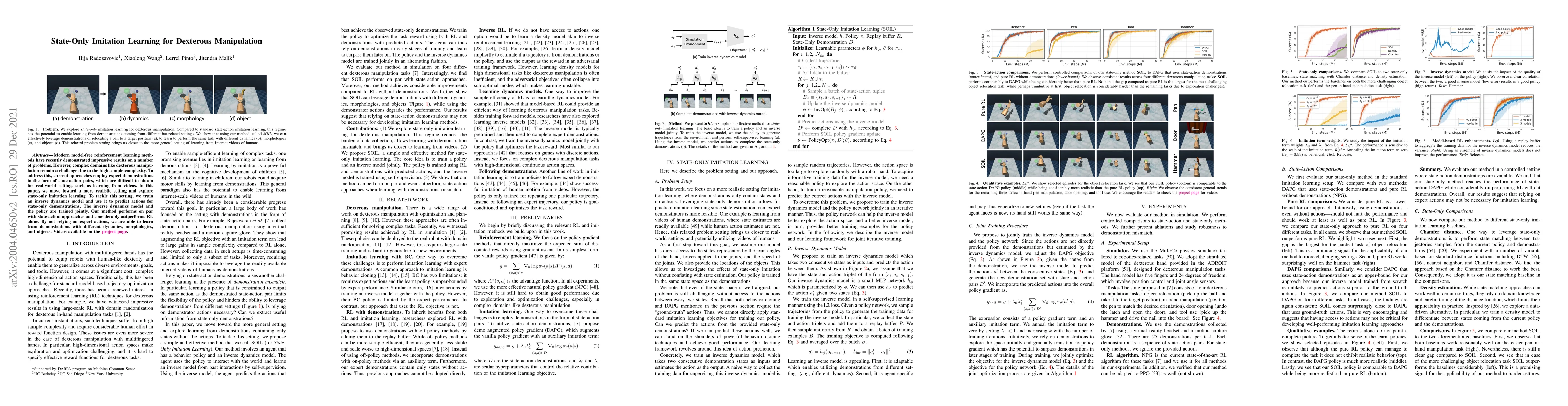 Thumbnail for State-Only Imitation Learning for Dexterous Manipulation