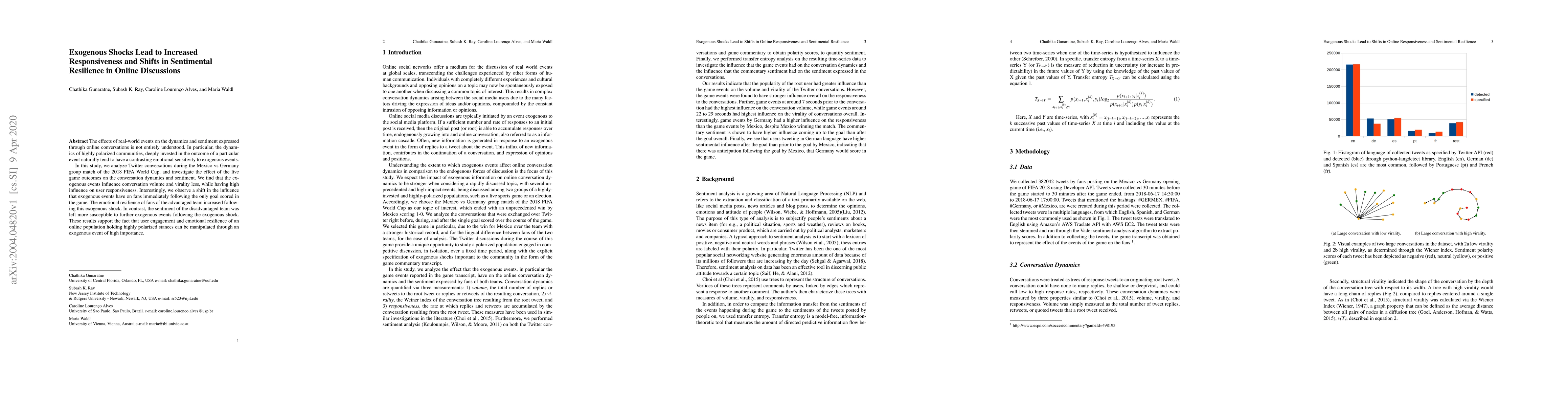 Thumbnail for Exogenous Shocks Lead to Increased Responsiveness and Shifts in
  Sentimental Resilience in Online Discussions