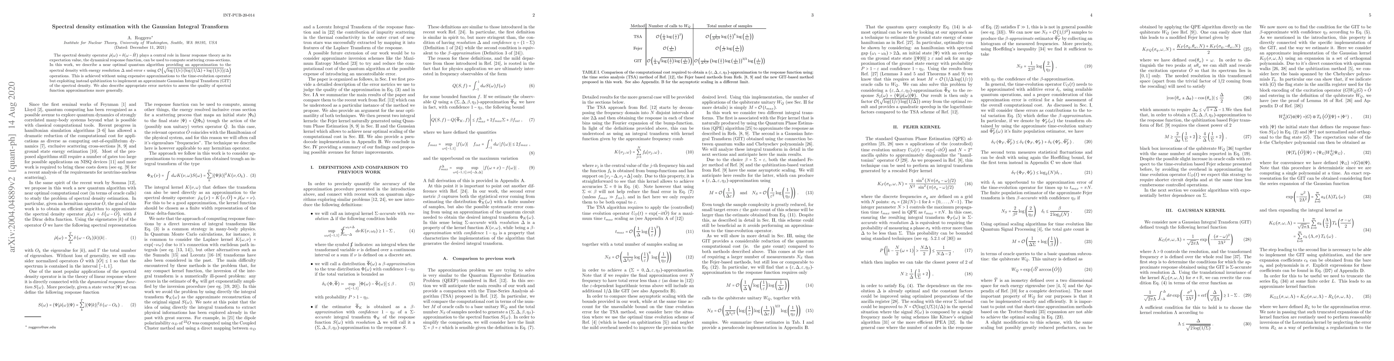 Thumbnail for Spectral density estimation with the Gaussian Integral Transform