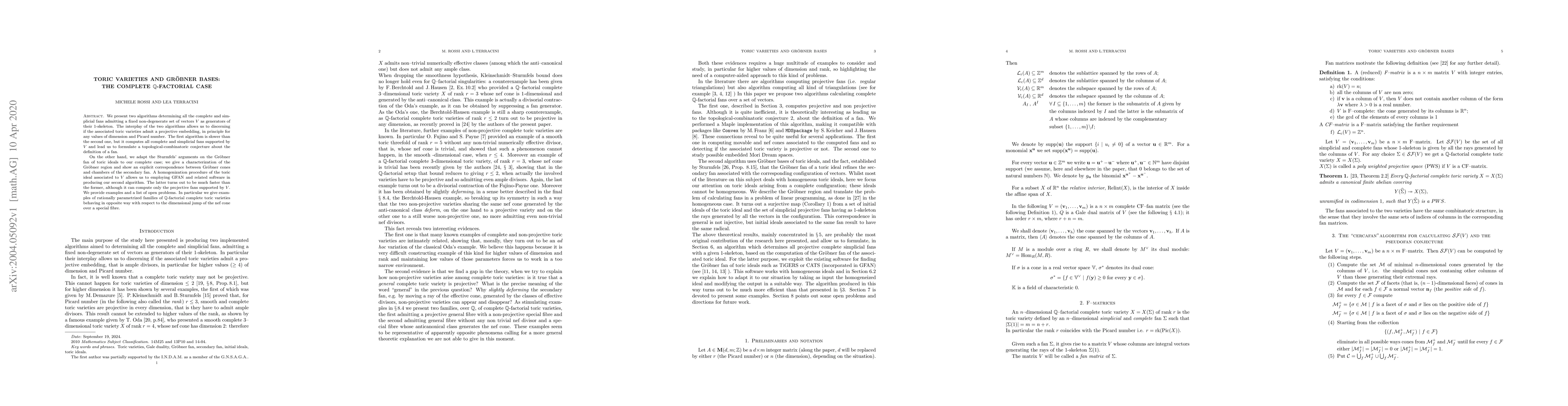Thumbnail for Toric varieties and Gr\"obner bases: the complete Q-factorial case