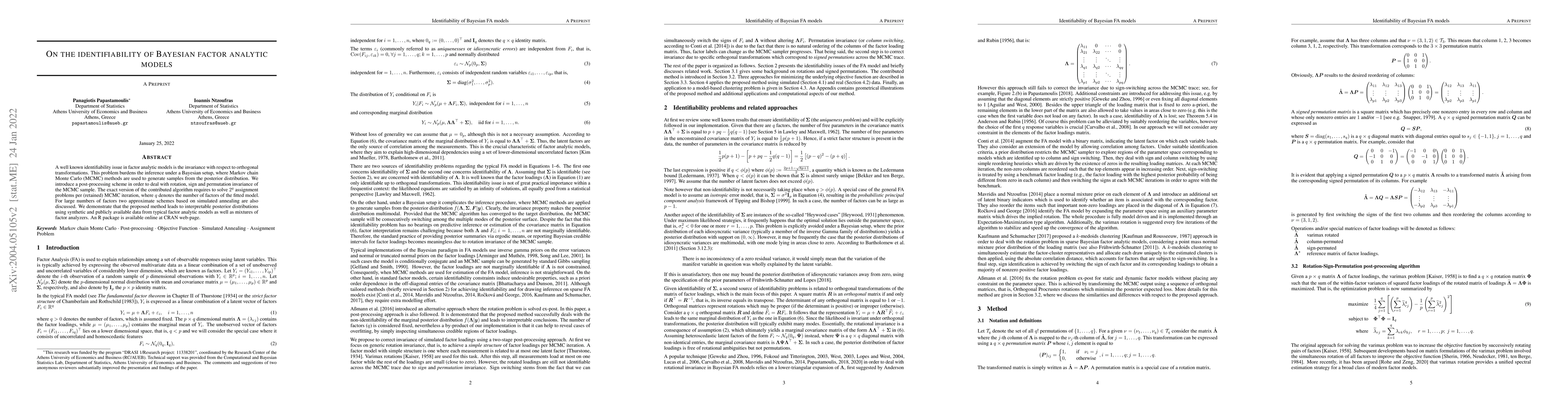 Thumbnail for On the identifiability of Bayesian factor analytic models