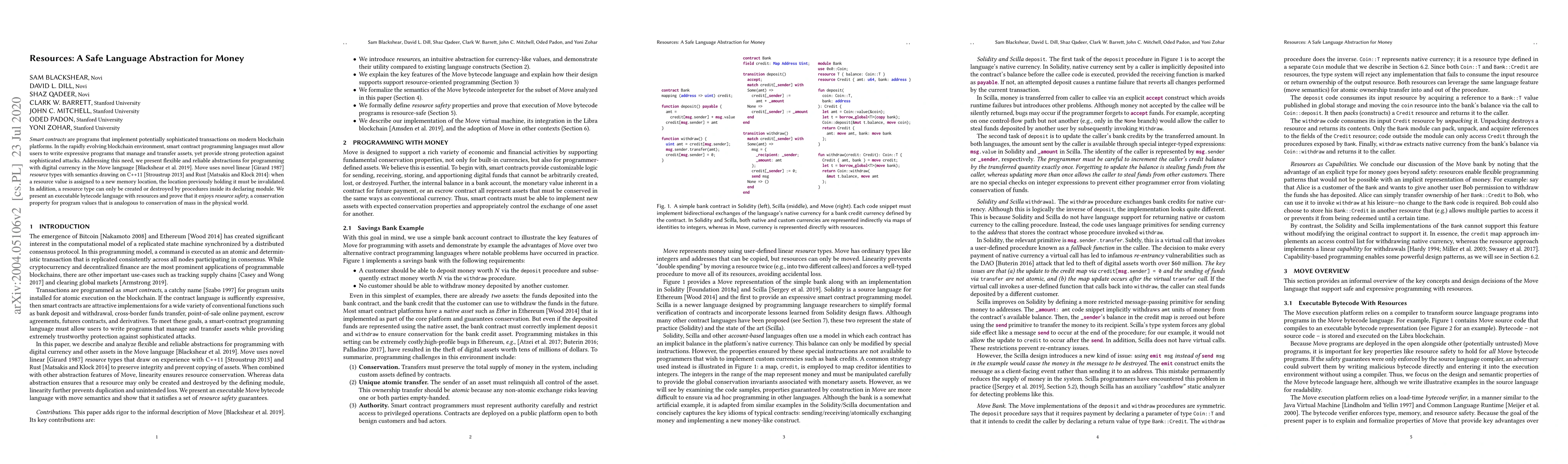 Thumbnail for Resources: A Safe Language Abstraction for Money