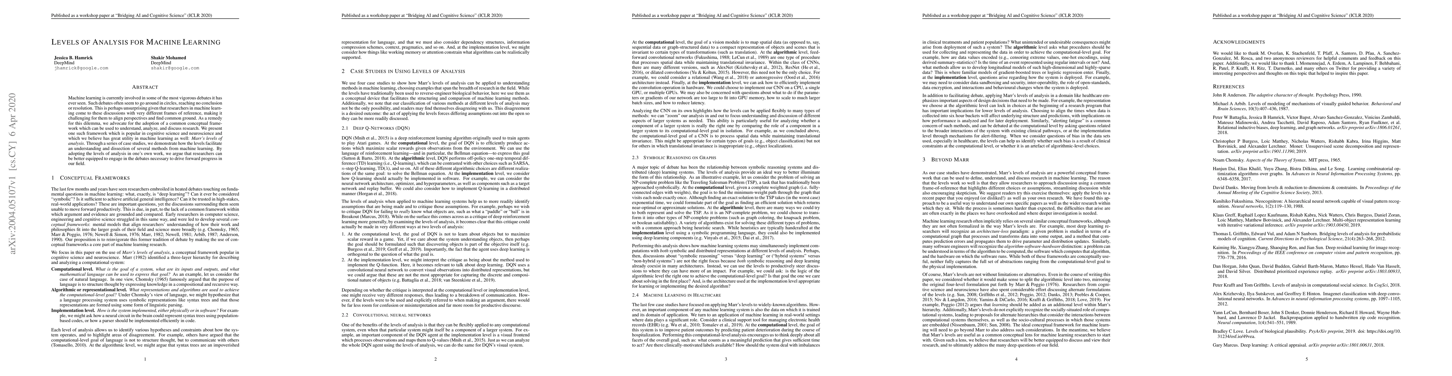 Thumbnail for Levels of Analysis for Machine Learning