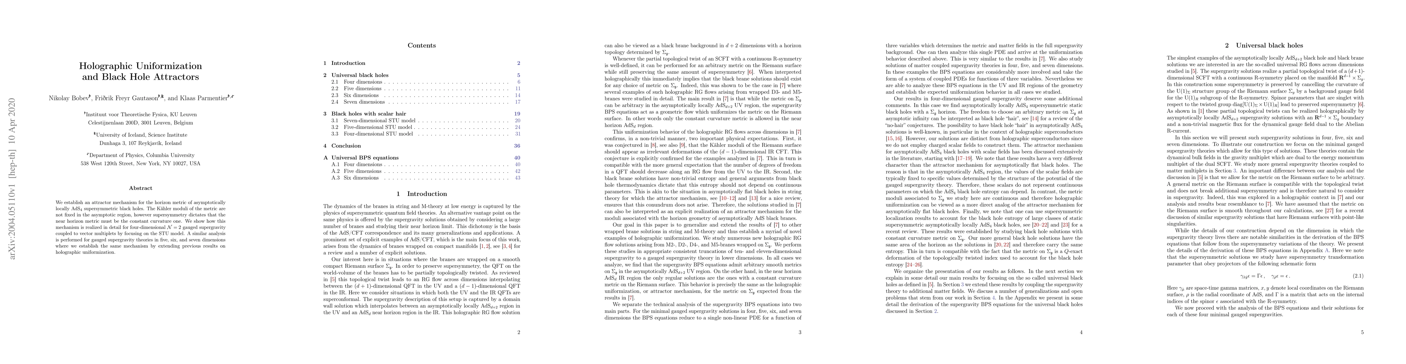 Thumbnail for Holographic Uniformization and Black Hole Attractors