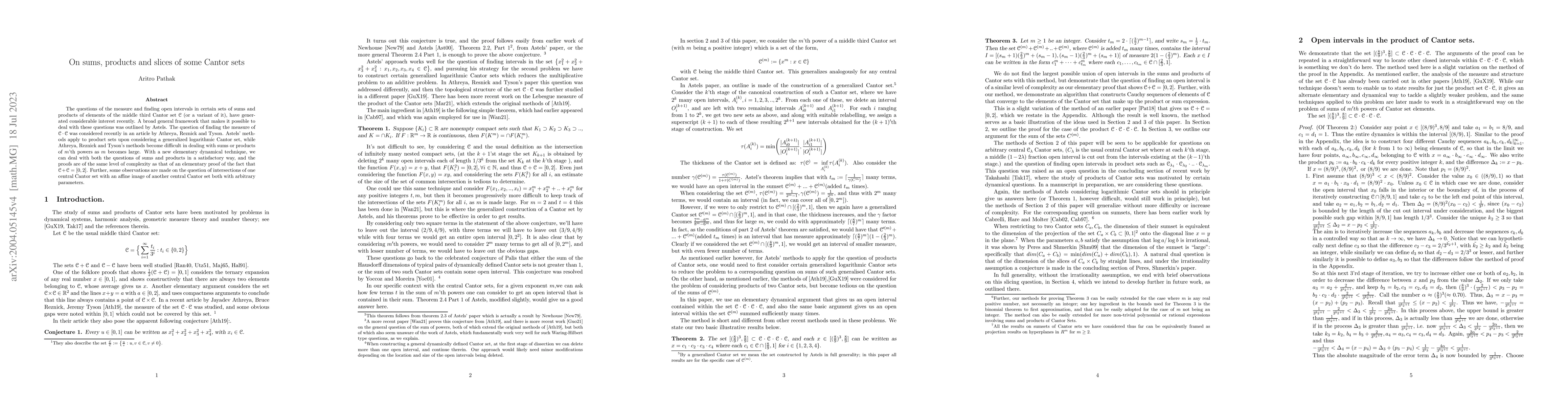 Thumbnail for Sums of powers, and products of elements of the middle third Cantor set