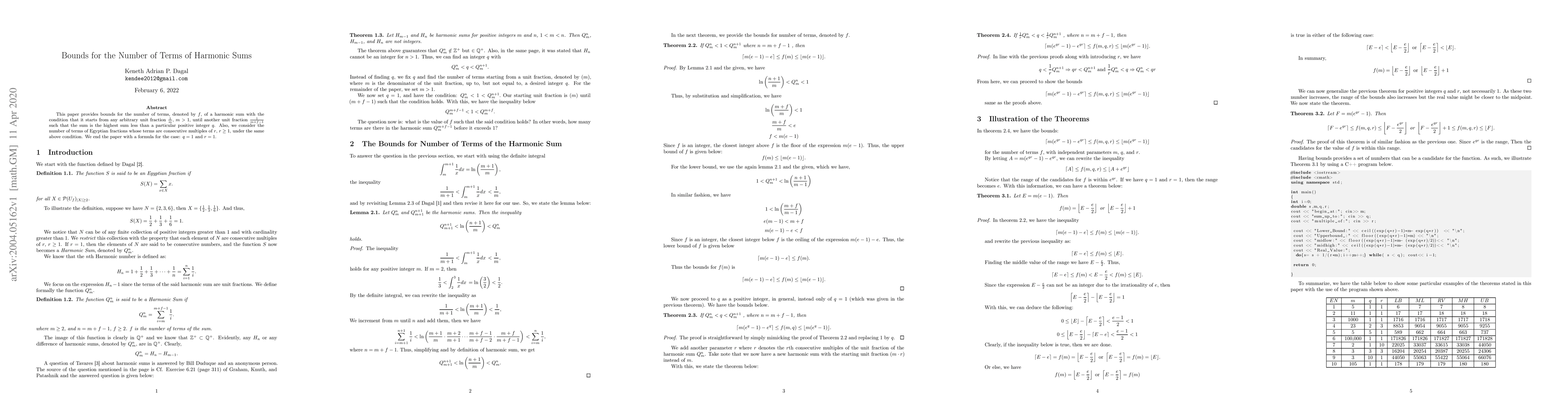 Thumbnail for Bounds for the Number of Terms of Harmonic Sums
