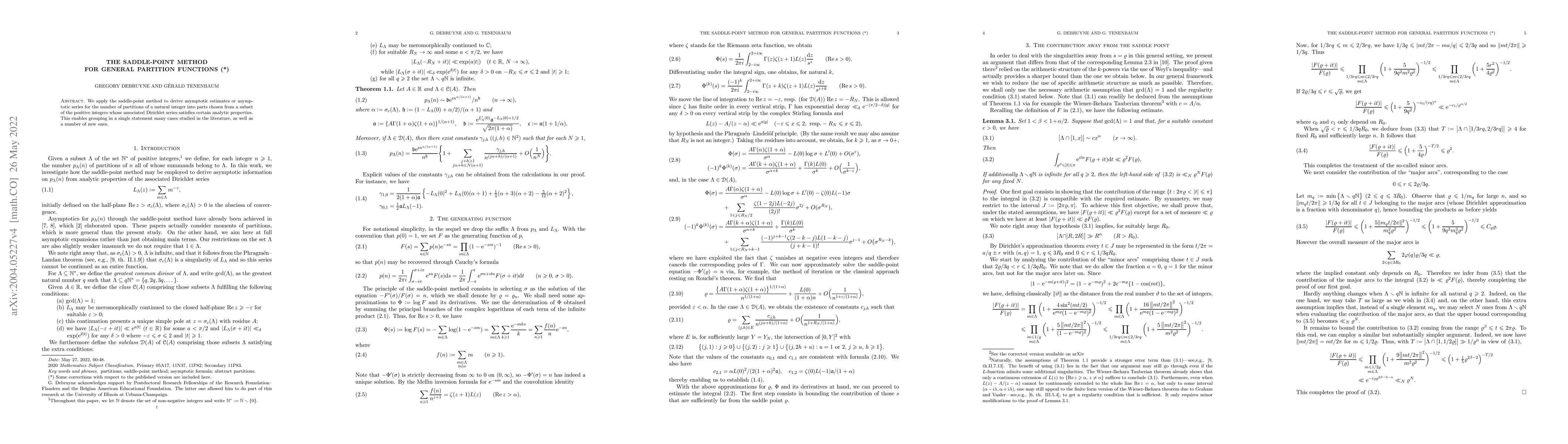 Thumbnail for The saddle-point method for general partition functions