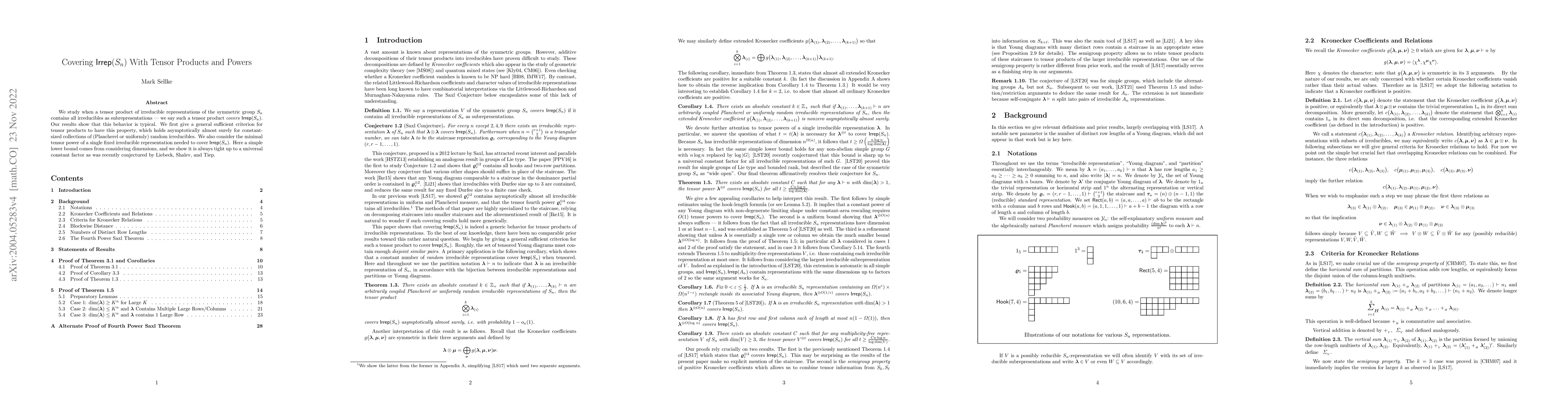 Thumbnail for Covering $\mathsf{Irrep}(S_n)$ With Tensor Products and Powers