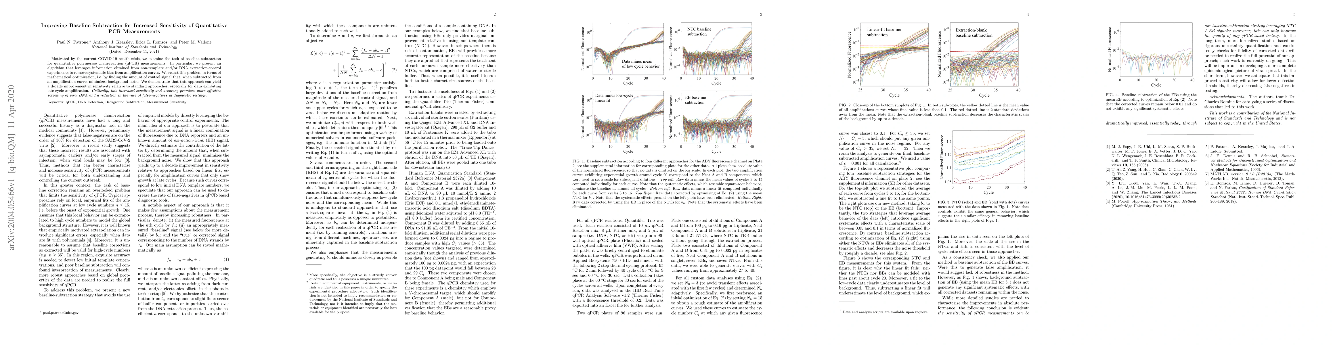 Thumbnail for Improving Baseline Subtraction for Increased Sensitivity of Quantitative
  PCR Measurements