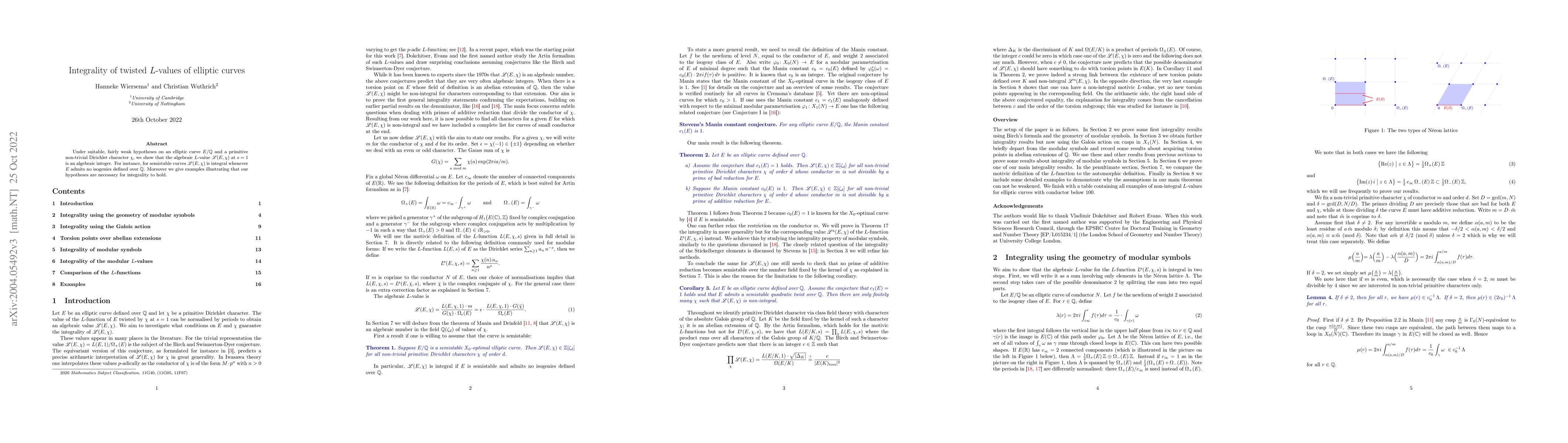 Thumbnail for Integrality of twisted L-values of elliptic curves