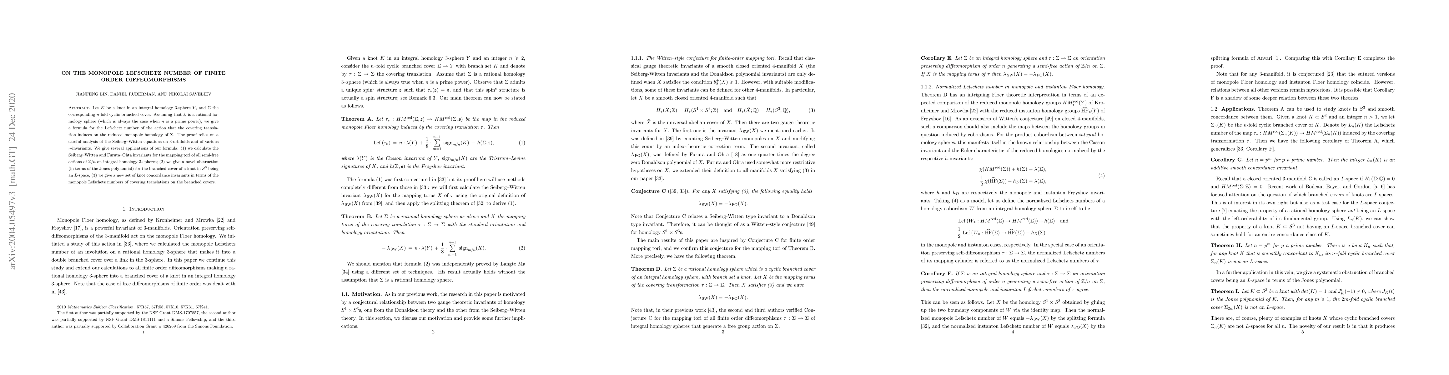 Thumbnail for On the monopole Lefschetz number of finite order diffeomorphisms