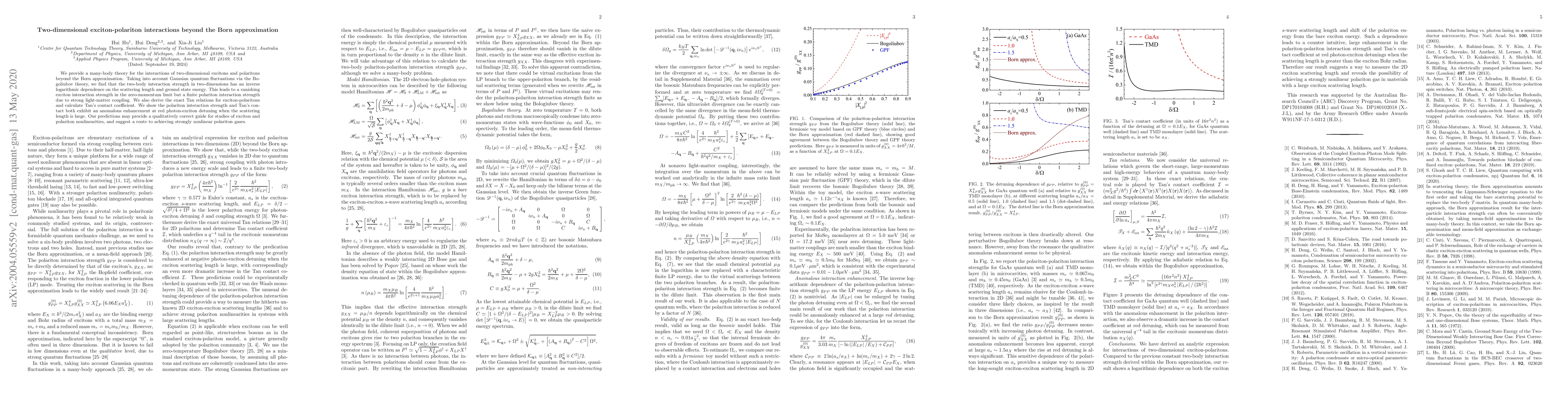 Thumbnail for Two-dimensional exciton-polariton interactions beyond the Born
  approximation