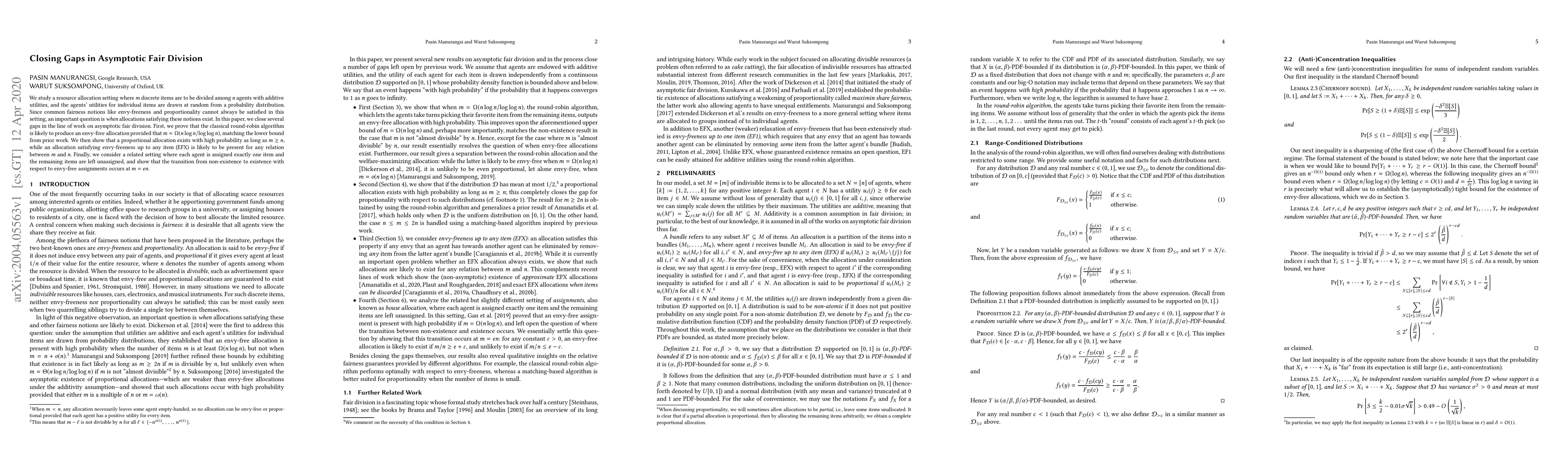 Thumbnail for Closing Gaps in Asymptotic Fair Division
