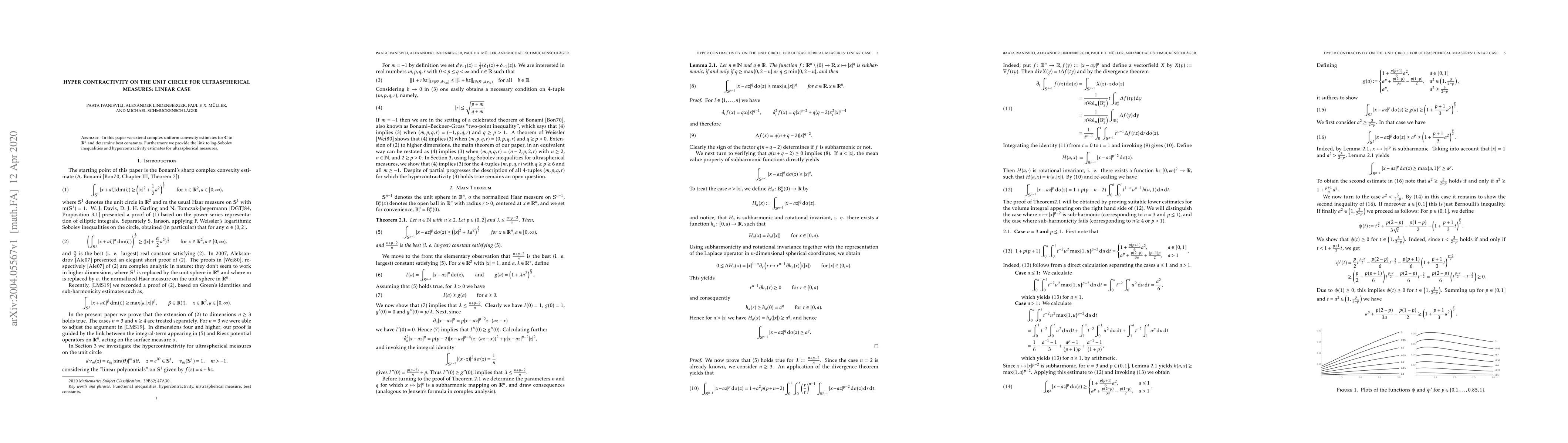 Thumbnail for Hyper contractivity on the unit circle for ultraspherical measures:
  linear case