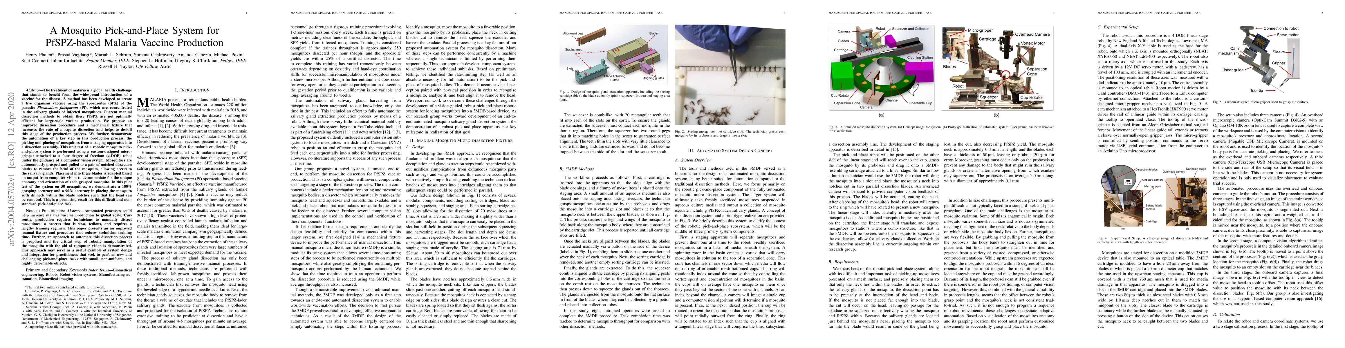 Thumbnail for A Mosquito Pick-and-Place System for PfSPZ-based Malaria Vaccine
  Production
