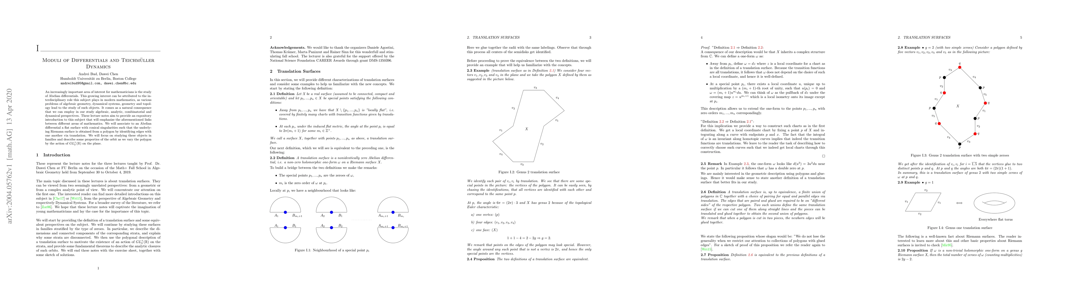 Thumbnail for Moduli of Differentials and Teichm\"uller Dynamics