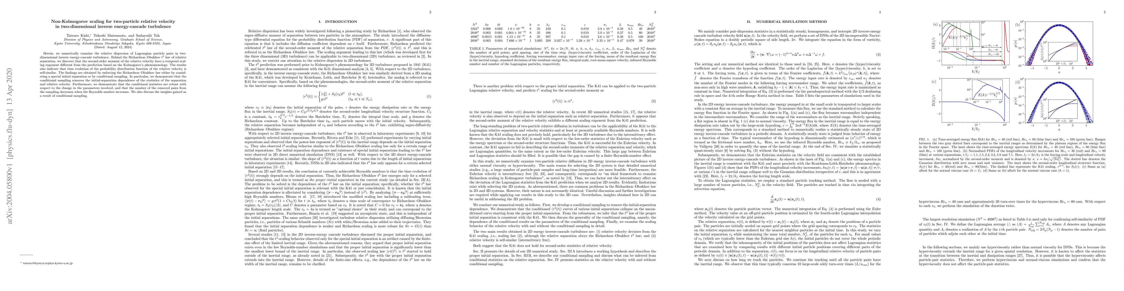 Thumbnail for Non-Kolmogorov scaling for two-particle relative velocity in
  two-dimensional inverse energy-cascade turbulence