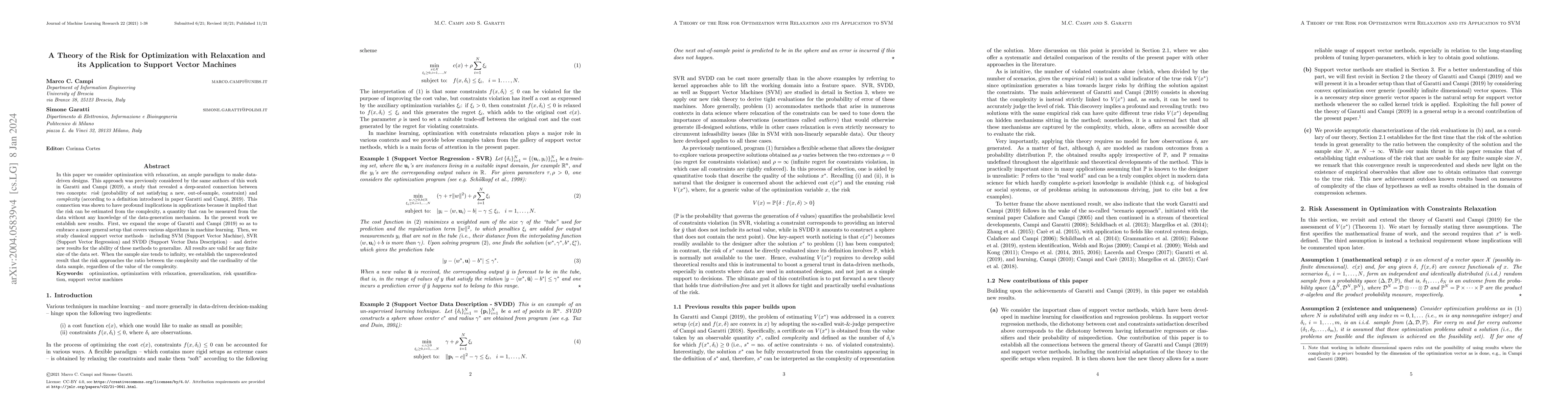 Thumbnail for A Theory of the Risk for Optimization with Relaxation and its
  Application to Support Vector Machines