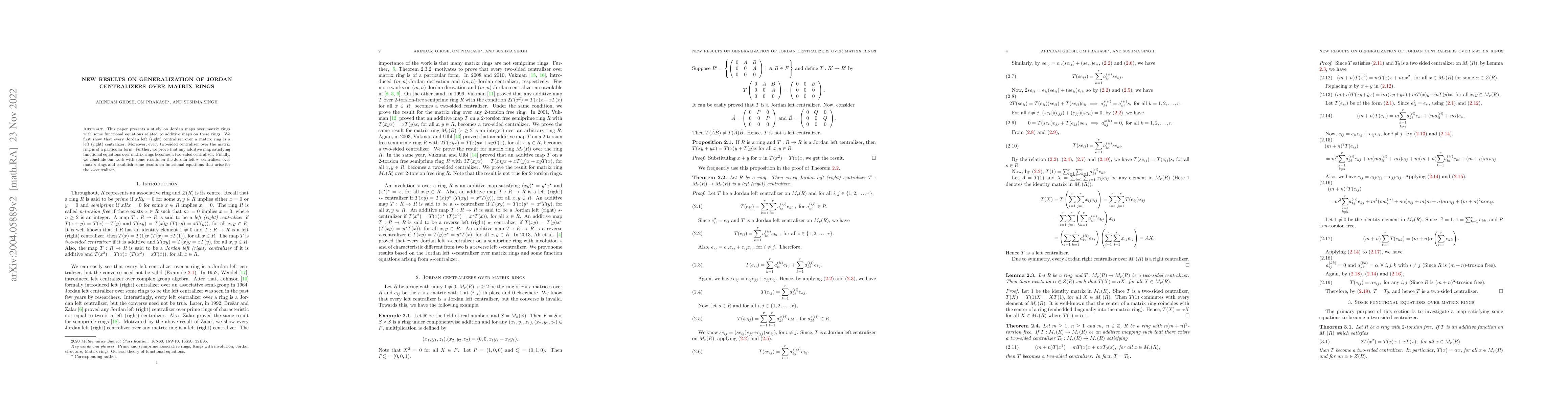 Thumbnail for New Results on Generalization of Jordan centralizers over matrix rings