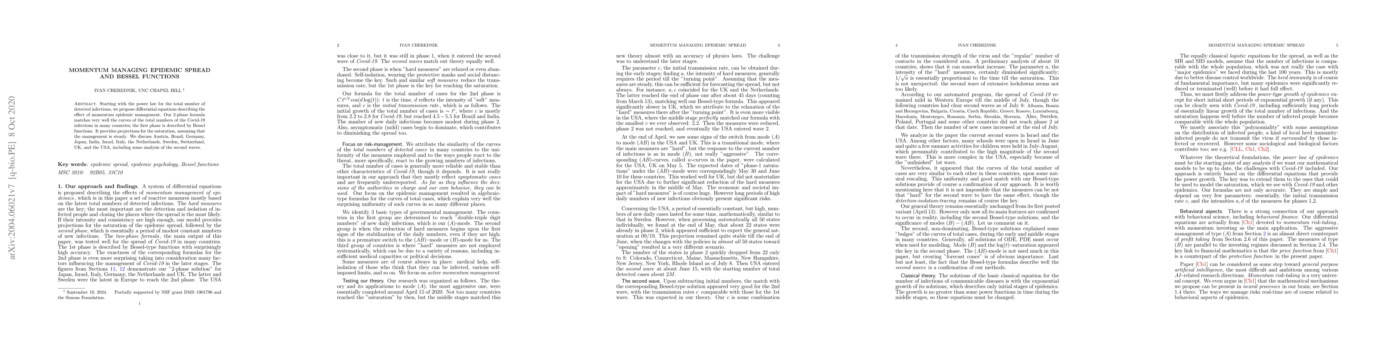 Thumbnail for Momentum managing epidemic spread and Bessel functions
