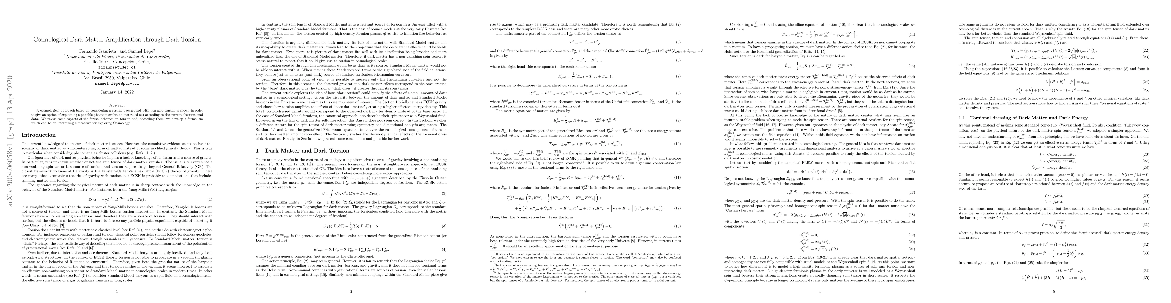 Thumbnail for Cosmological Dark Matter Amplification through Dark Torsion