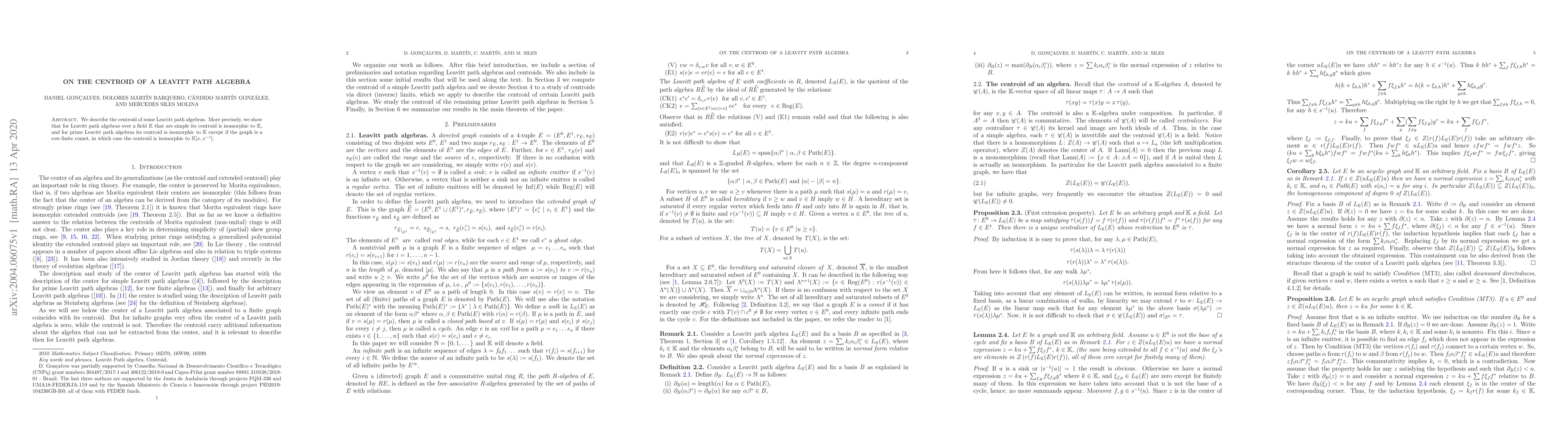 Thumbnail for On the centroid of a Leavitt path algebra
