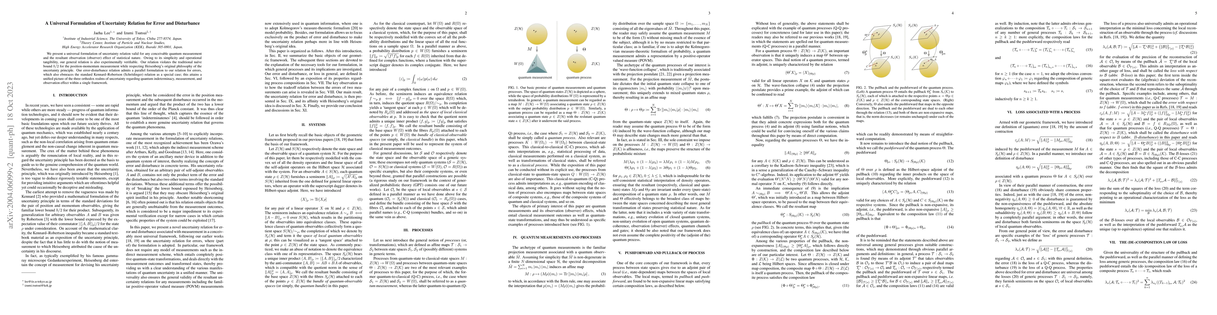 Thumbnail for A Universal Formulation of Uncertainty Relation for Error and
  Disturbance