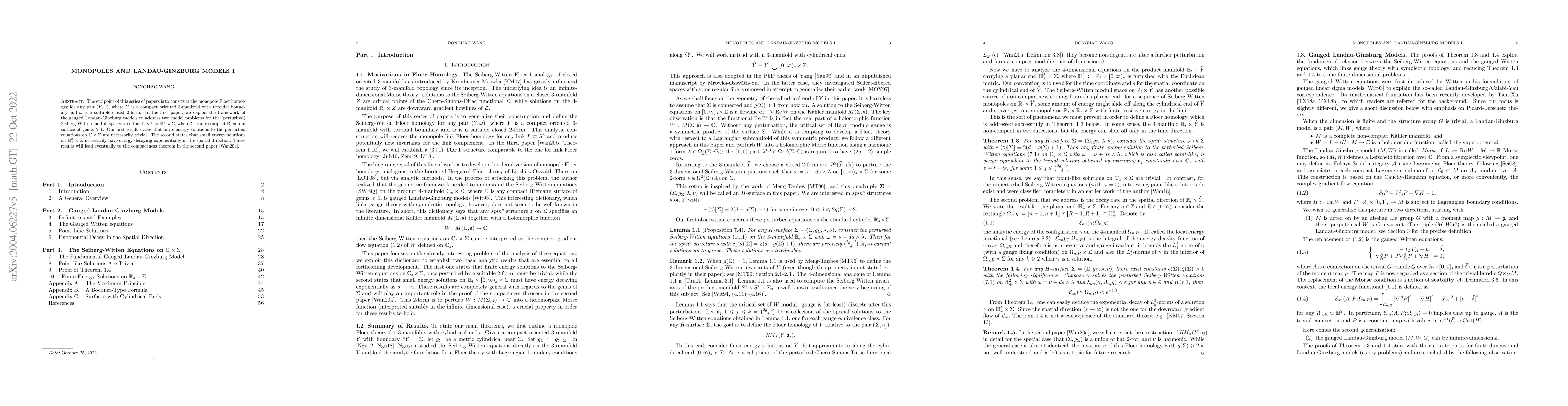 Thumbnail for Monopoles and Landau-Ginzburg Models I