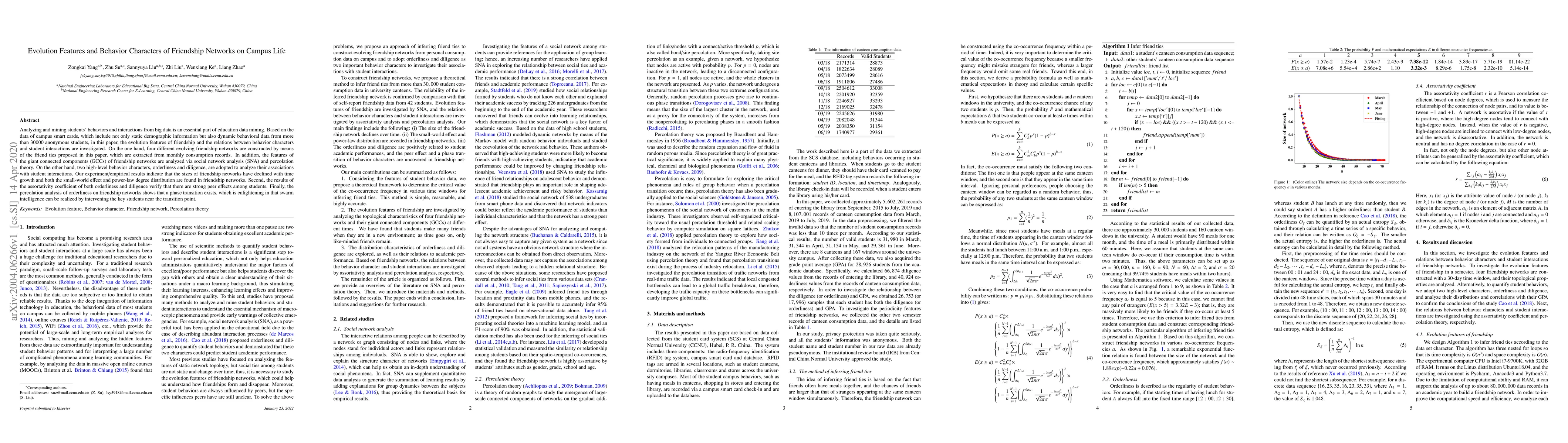 Thumbnail for Evolution Features and Behavior Characters of Friendship Networks on
  Campus Life
