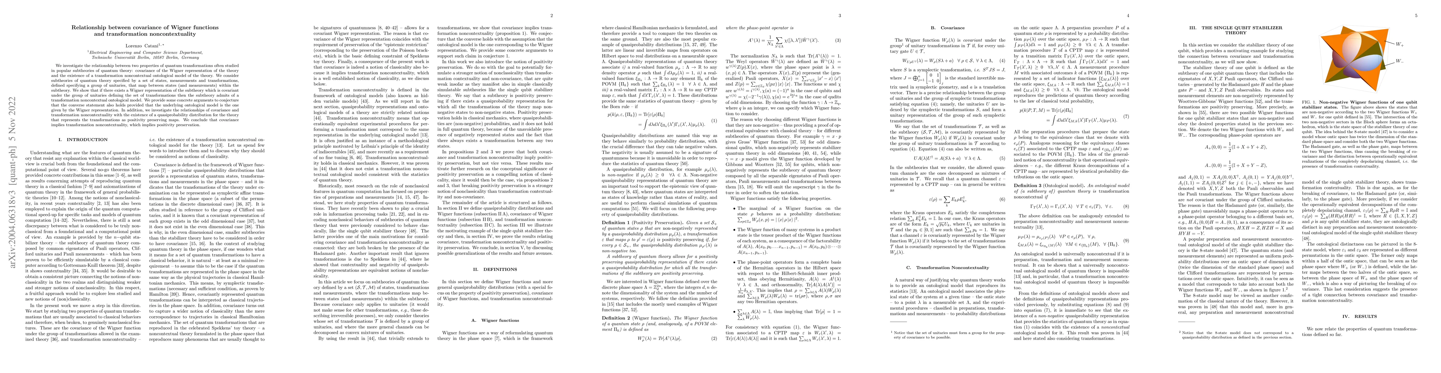 Thumbnail for Relationship between covariance of Wigner functions and transformation
  noncontextuality