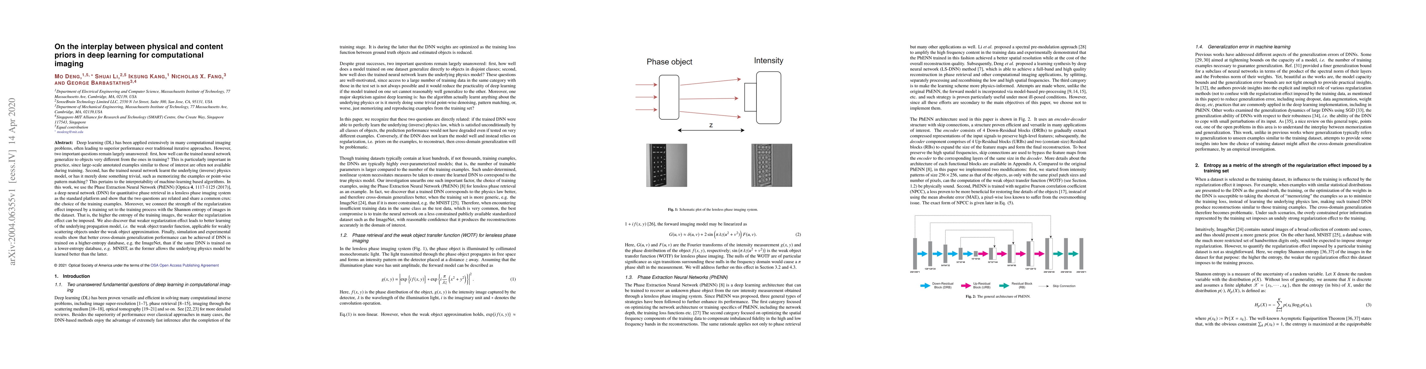 Thumbnail for On the interplay between physical and content priors in deep learning
  for computational imaging