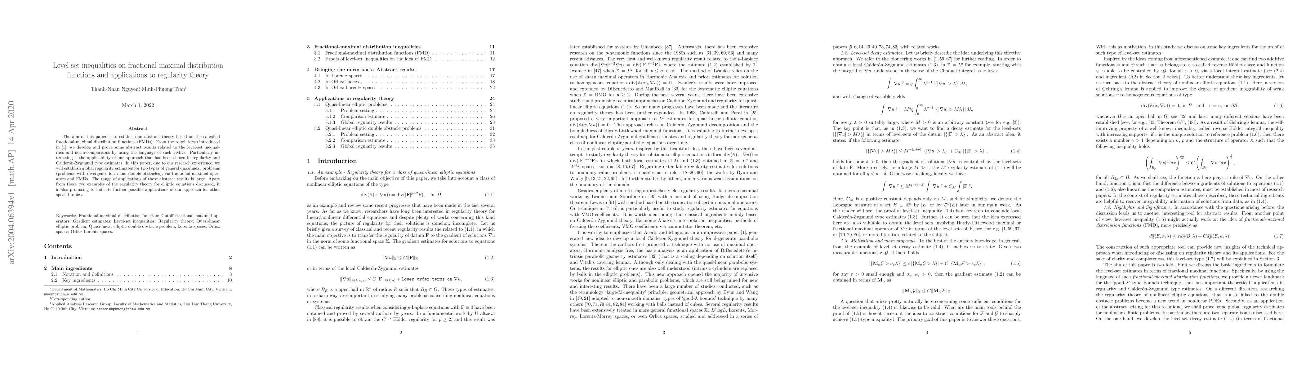 Thumbnail for Level-set inequalities on fractional maximal distribution functions and
  applications to regularity theory