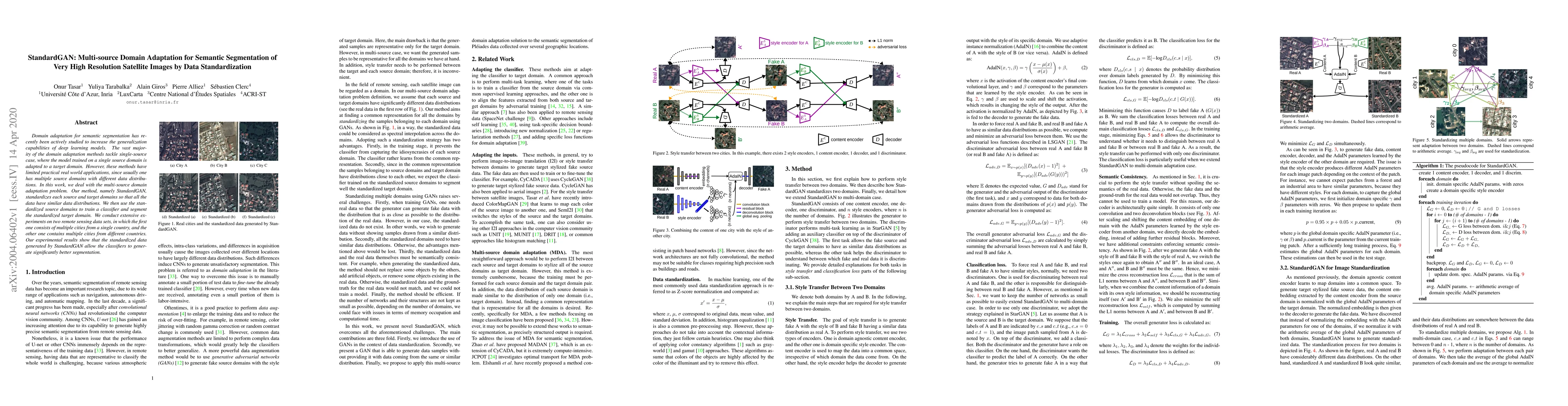 Thumbnail for StandardGAN: Multi-source Domain Adaptation for Semantic Segmentation of
  Very High Resolution Satellite Images by Data Standardization