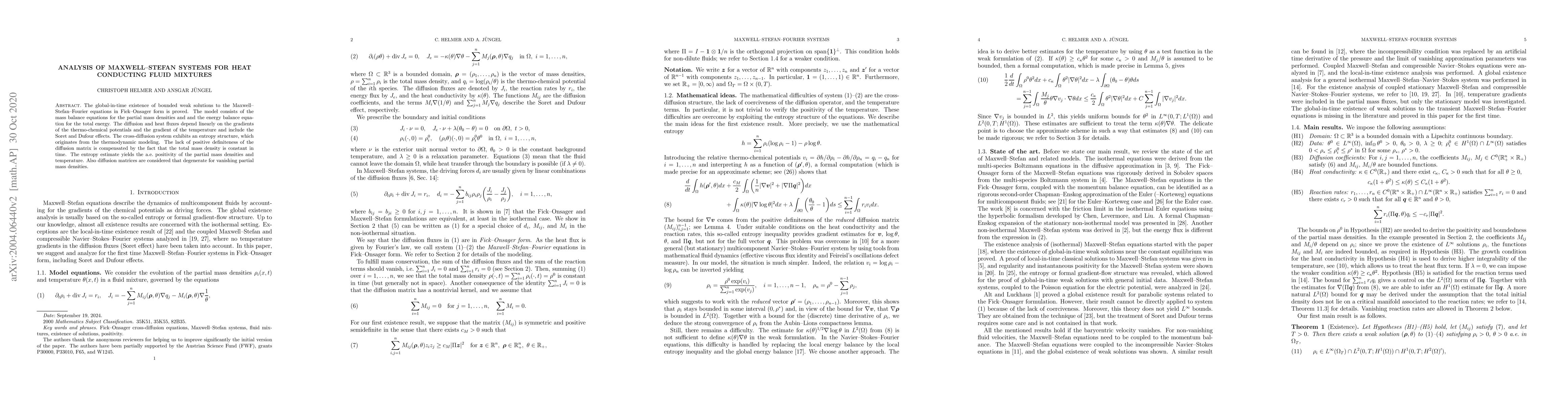 Thumbnail for Analysis of Maxwell-Stefan systems for heat conducting fluid mixtures