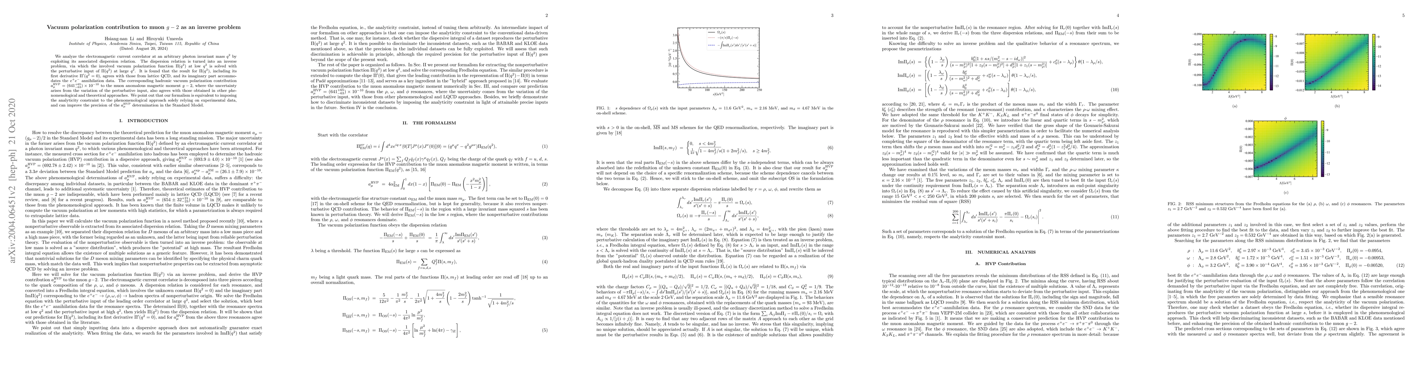 Thumbnail for Vacuum polarization contribution to muon $g-2$ as an inverse problem