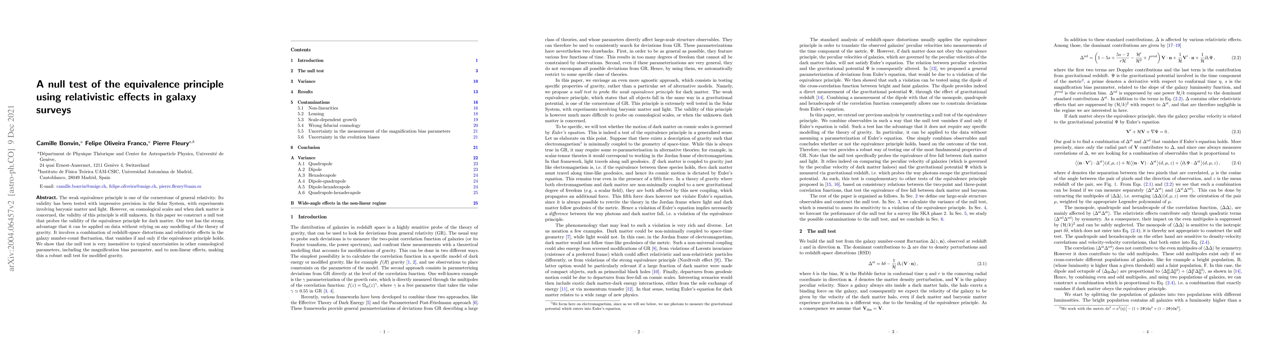 Thumbnail for A null test of the equivalence principle using relativistic effects in
  galaxy surveys